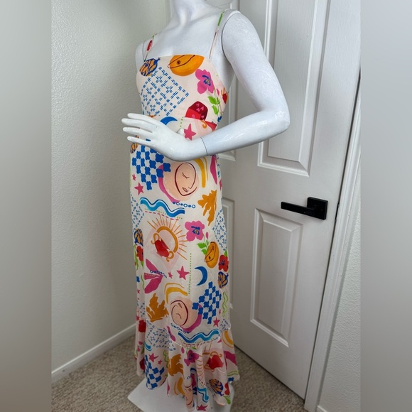 Paper Heart Womens Summer Maxi Dress Size Medium Sun Stars Floral Sexy Back. B19 - Picture 8 of 15